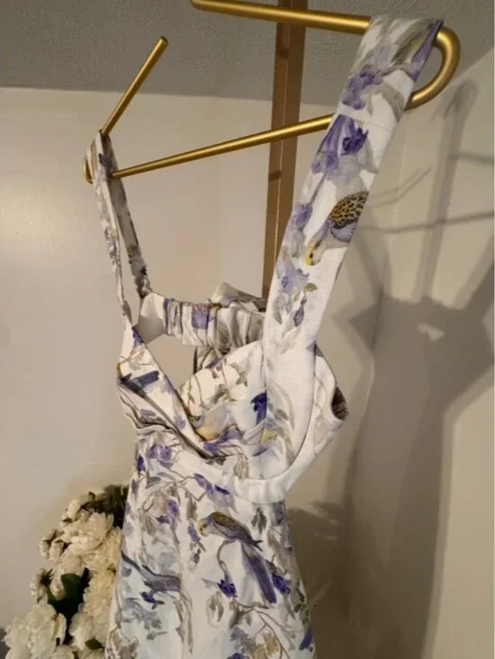 Zimmermann White Maxi Dress with Purple Floral Print - Picture 5 of 9
